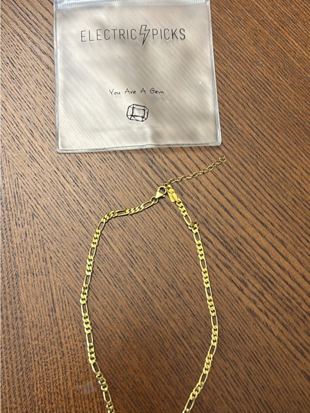 Electric Picks 14 KT plated Figaro-Style Chain Necklace - Picture 2 of 3